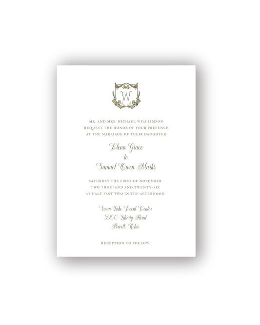 Pheasant and Hydrangea Wedding Invitation