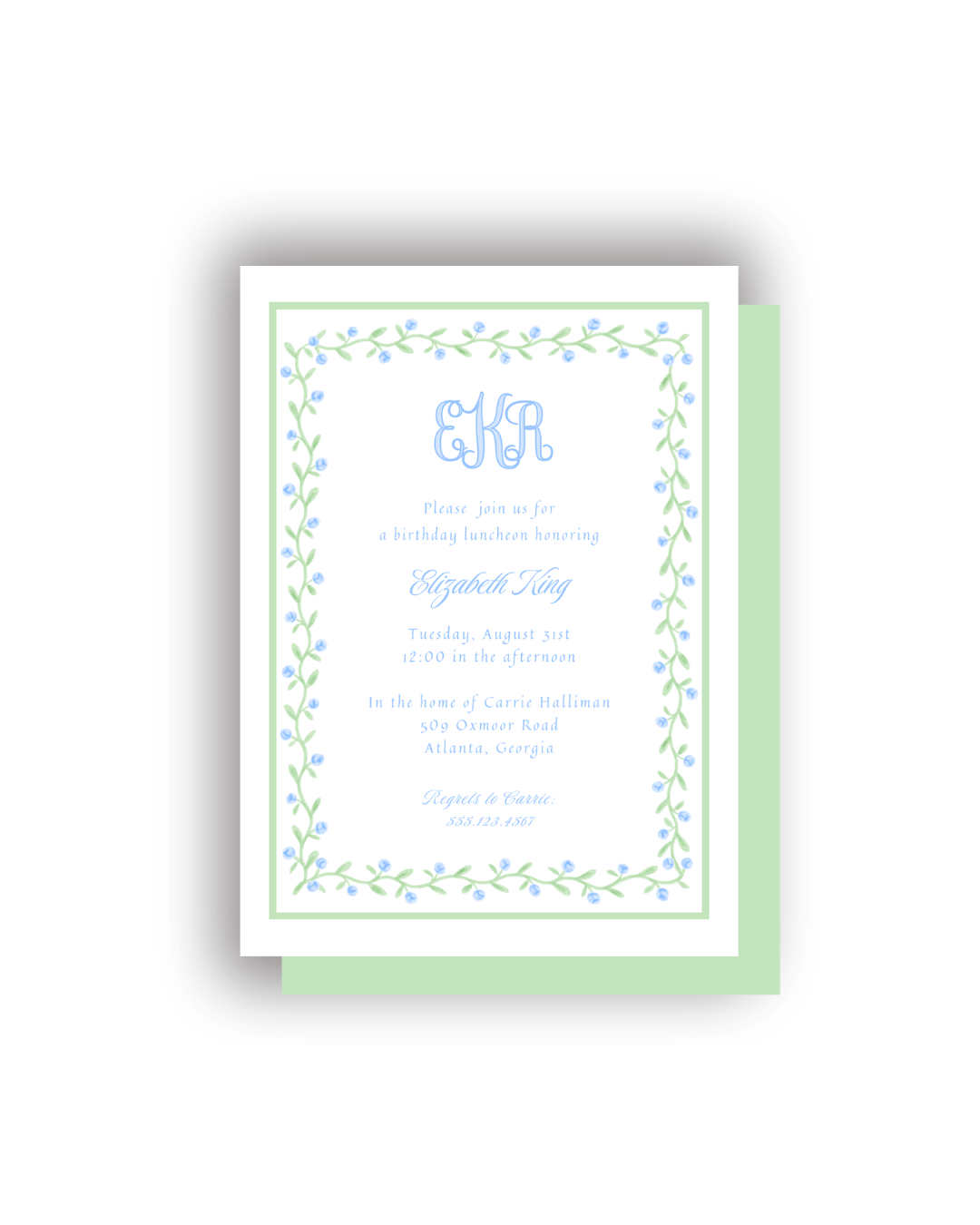 Rosebud Frame personalized invitations