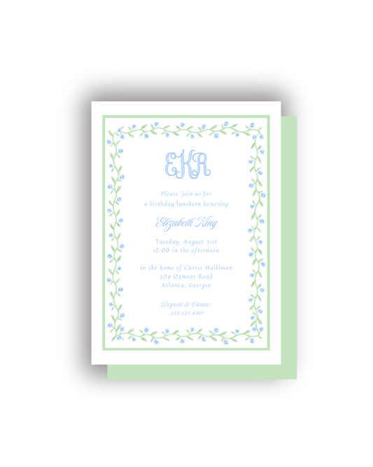 Rosebud Frame personalized invitations