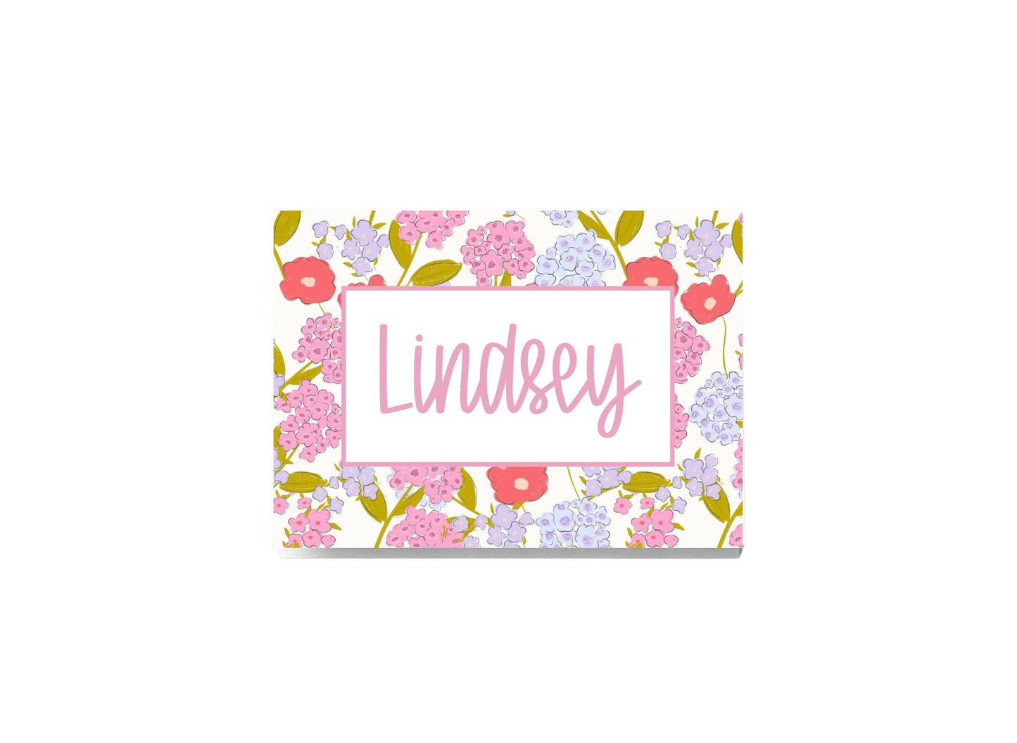 Bright Coral Floral Folded Personalized Notecards