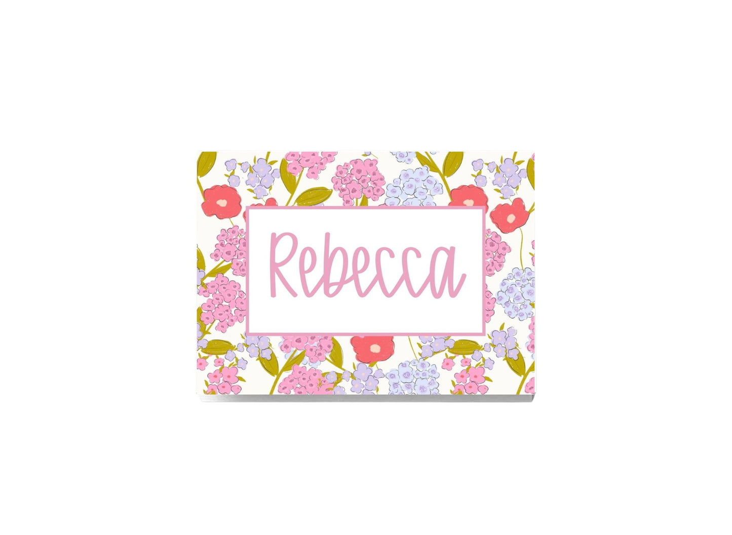 Bright Coral Floral Folded Personalized Notecards