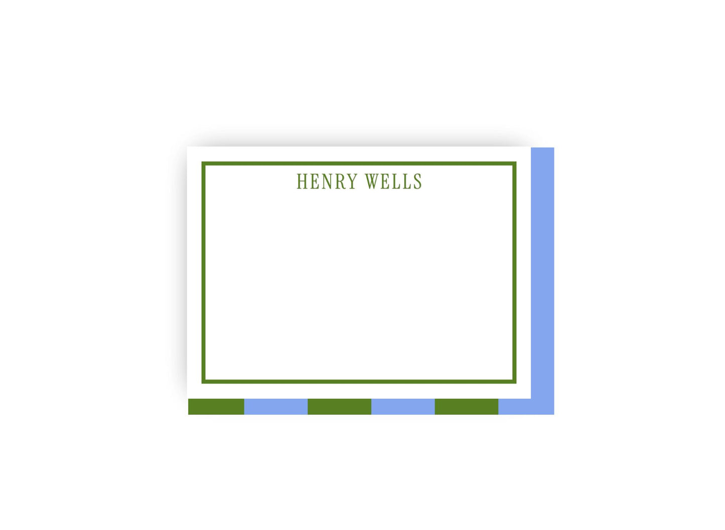 Blue and Green Stripe Personalized Notecards