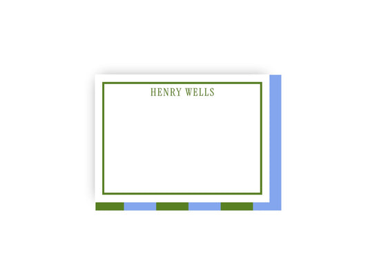 Blue and Green Stripe Personalized Notecards