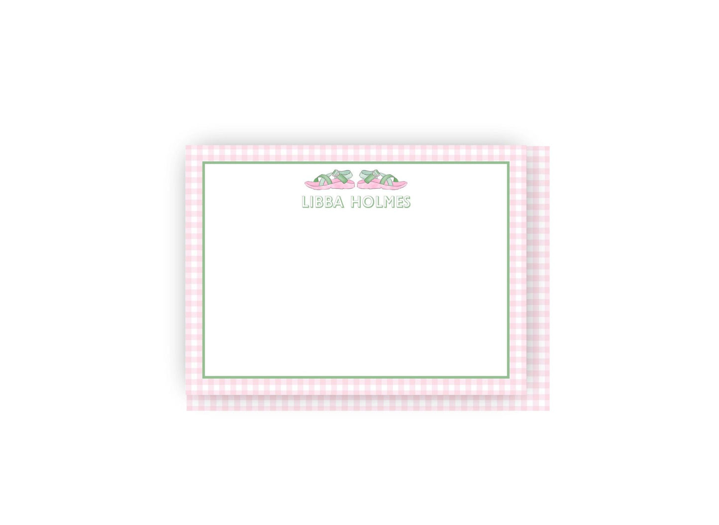 Chaco Pink and Green Personalized Notecards