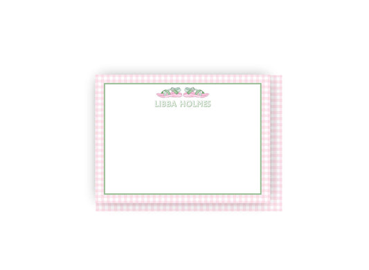 Chaco Pink and Green Personalized Notecards
