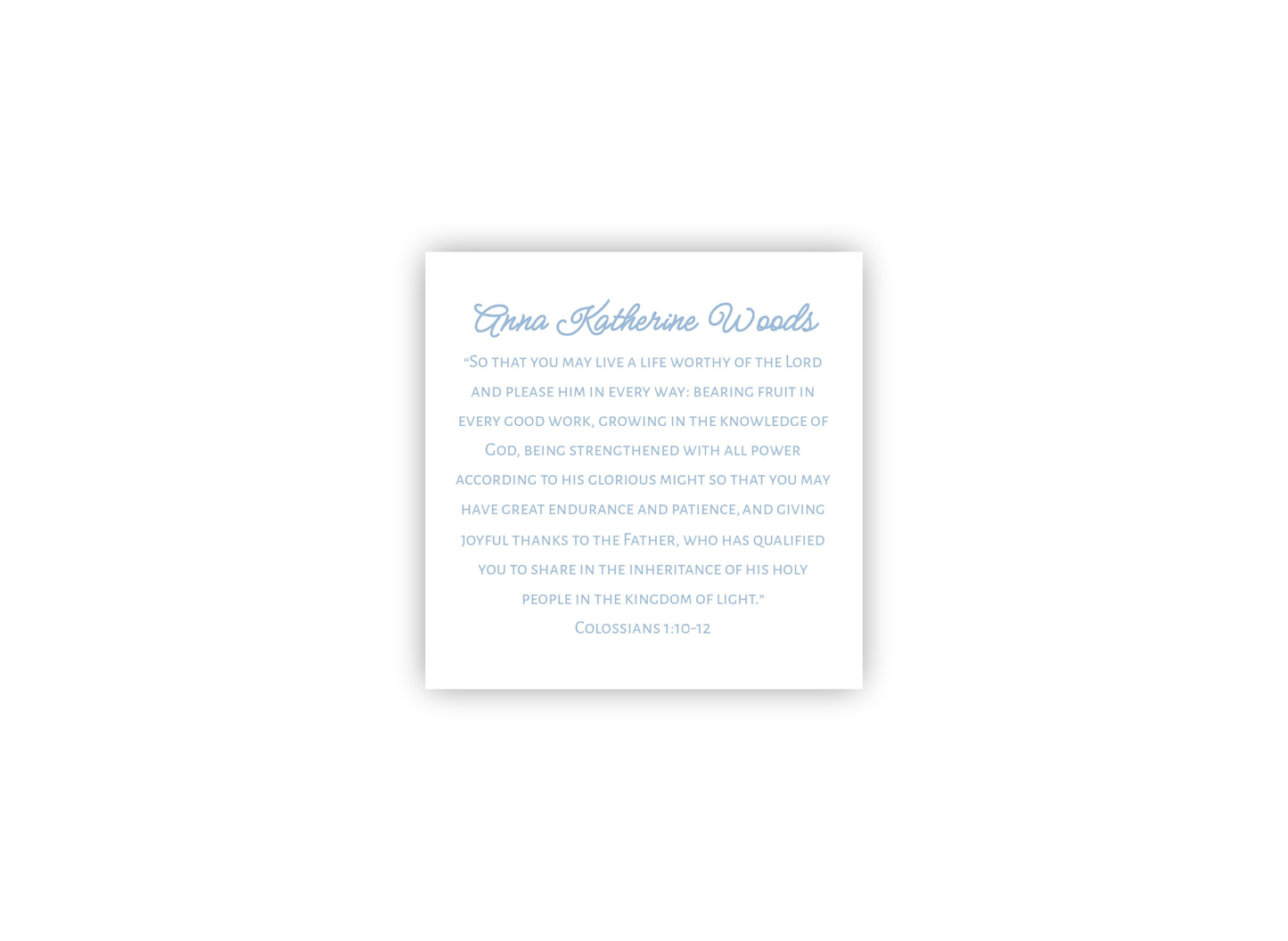 Colossians 1:10-12 Personalized Print- DIGITAL FILE