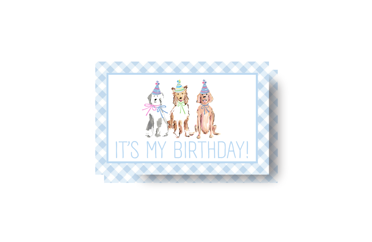 Birthday Puppies and Blue gingham placemat