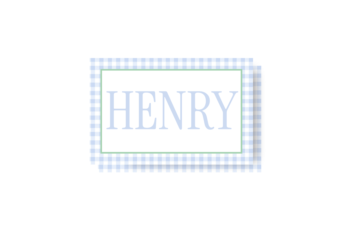 Blue Gingham and Mint border personalized placemat