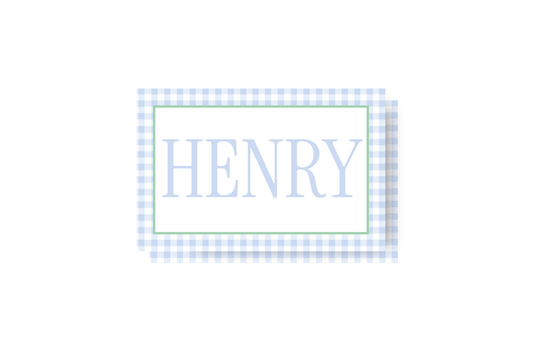 Blue Gingham and Mint border personalized placemat