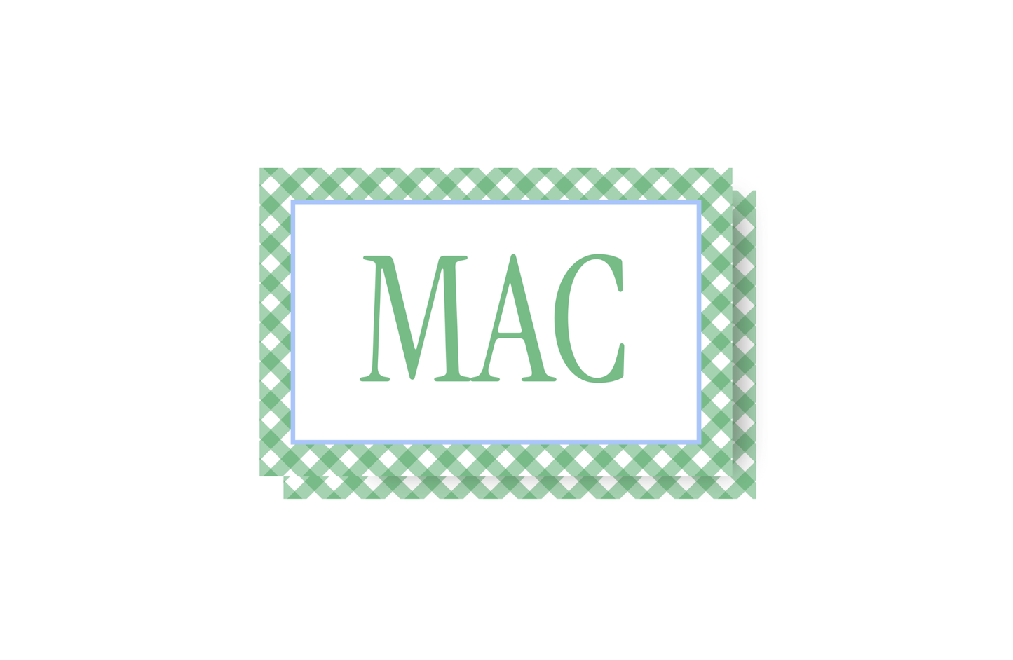 Green Gingham and Blue border personalized placemat