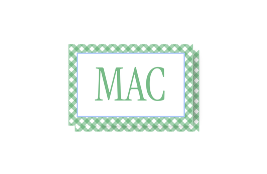 Green Gingham and Blue border personalized placemat