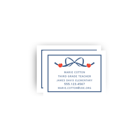 Bow and Apple Teacher business cards