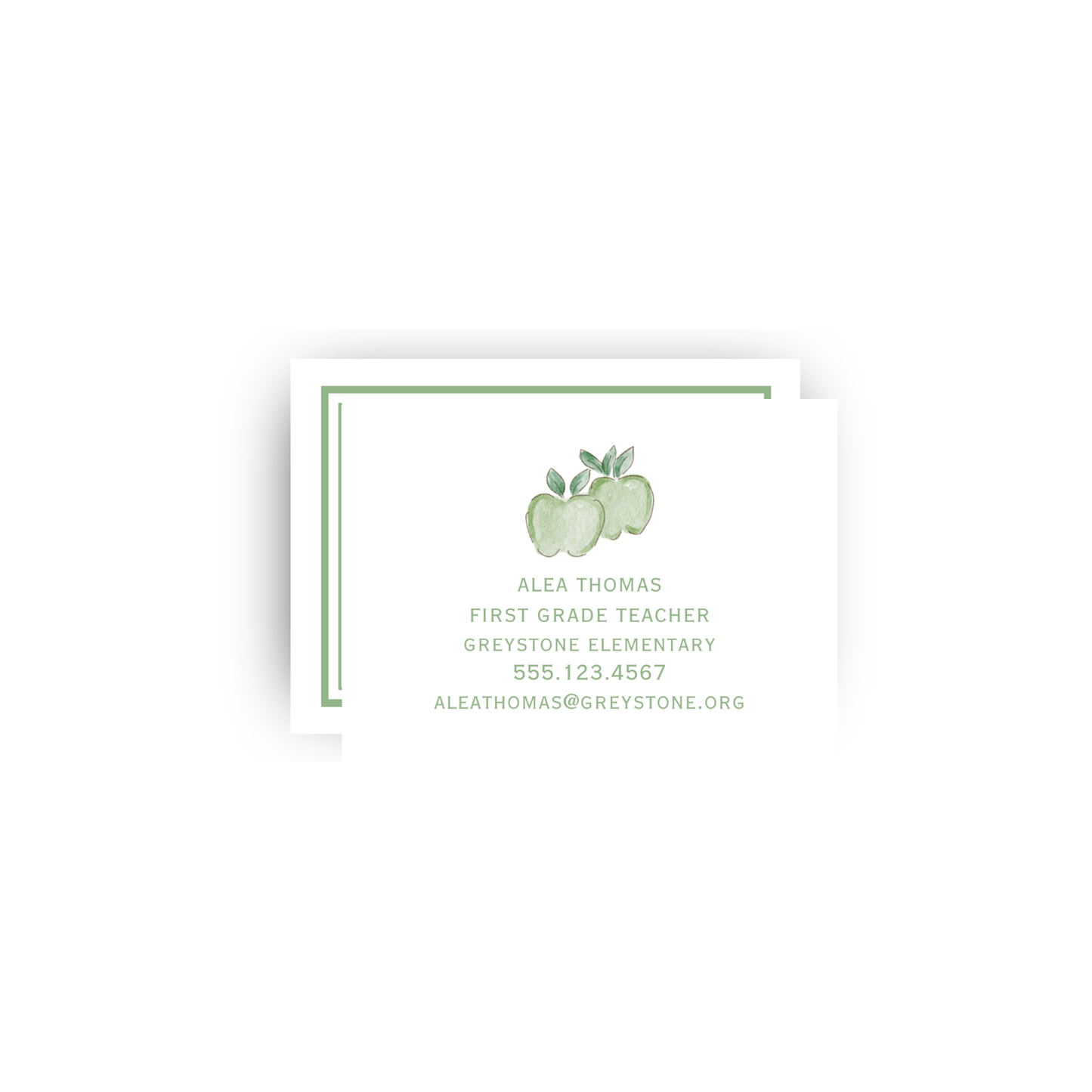 Green Apple Teacher business cards