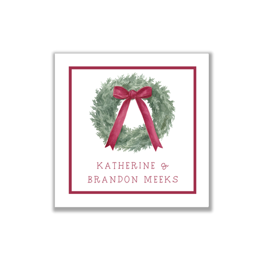 Classic Christmas Wreath Personalized gift tags or stickers